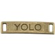 Metal charm / connector YOLO Antique bronze